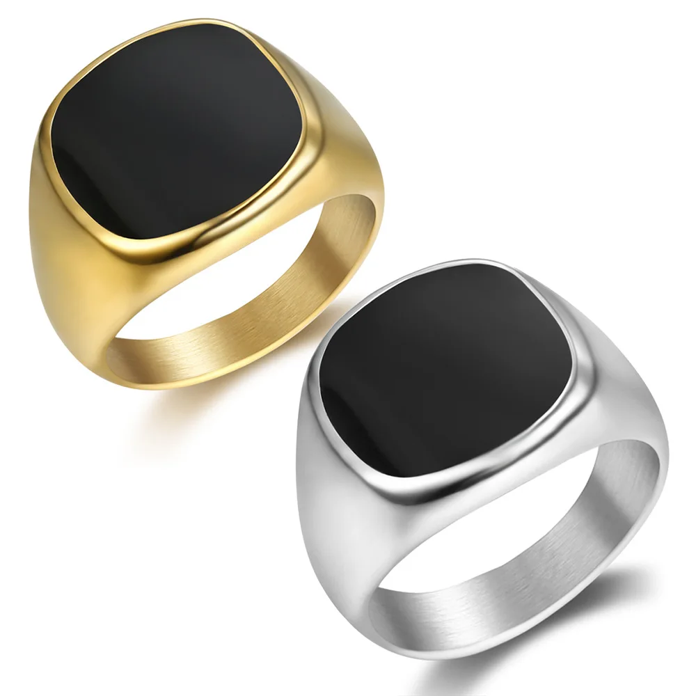 

Men's Ring Punk Rock Smooth 316L Stainless Steel Signet Ring For Men Hip Hop Party Jewelry Male Wedding Anel