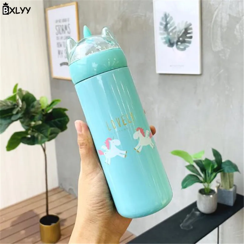 BXLYY мультфильм блёстки Единорог кружка из нержавеющей стали портативная