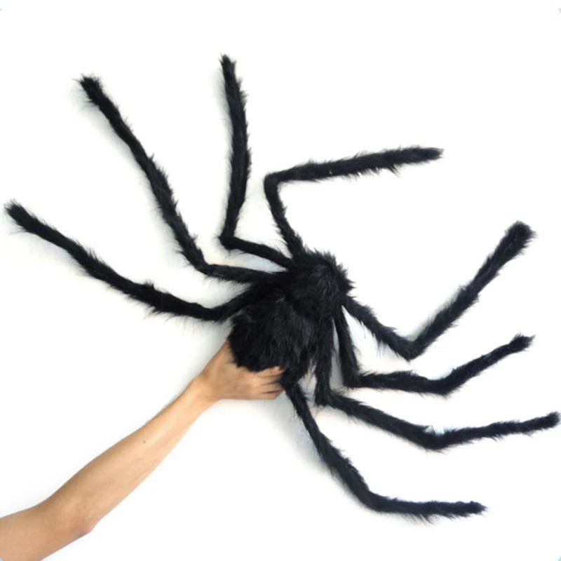 

Soft Black Plush Funny Toy Spider Halloween Props Spider Scary Red Eyes for Halloween Prank Scary Decor Toys Party Stage horror