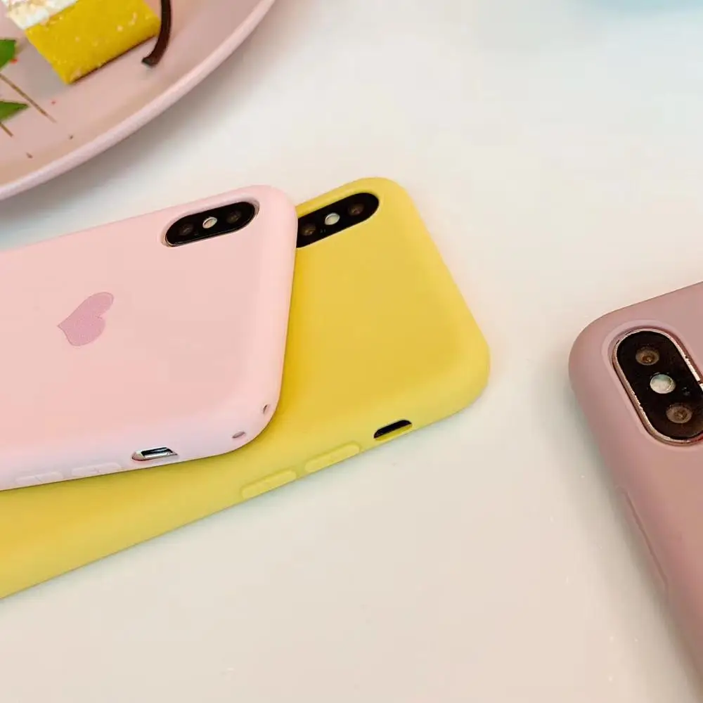 KJOEW чехол конфетного цвета для iPhone XR XS X Xs Max Love Heart Phone Cover 6 6S 7 8 Plus мягкие