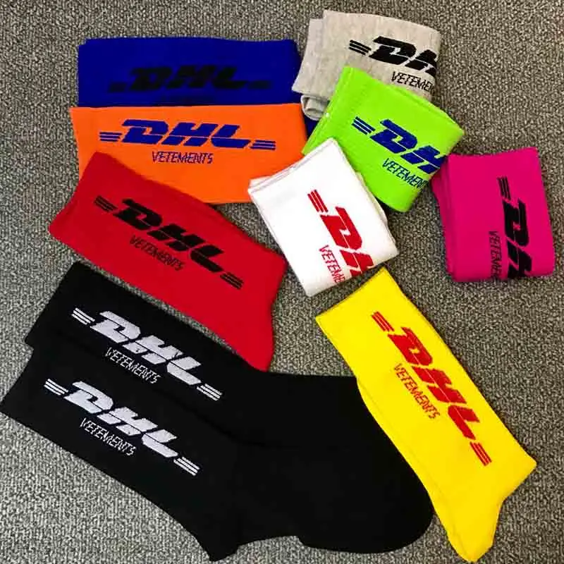 VETEMENTS, DHL, спортивные длинные носки без пятки, мужские, женские, хип-хоп, DHL, носки для скейтборда, уличные, хипстерские, DHL, хлопковые носки