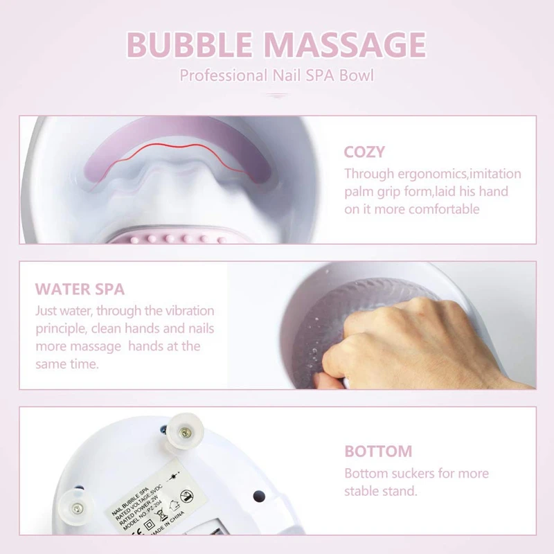 

EU Plug Electric Massage Nail Soaking Bowl, Manicure Hand Bowl Vibration Spa Massage Soothing Relaxing Manicure Machine