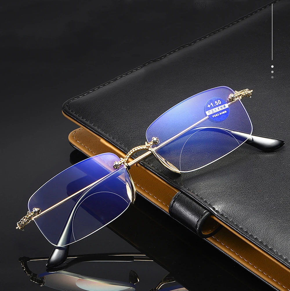 ! Две пары! Бифокальные очки для чтения без оправы с алмазной огранкой