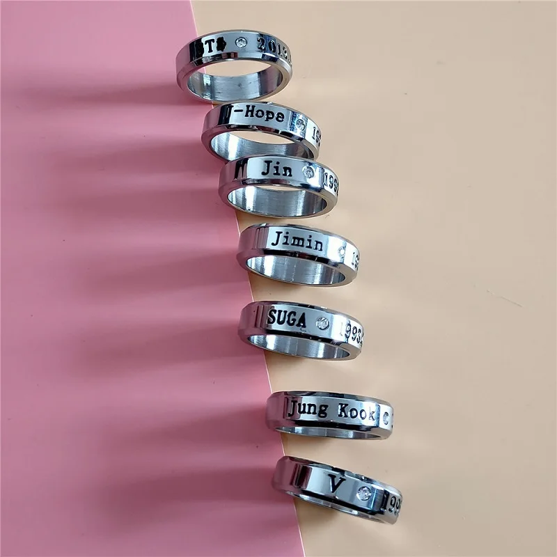 

KPOP Bangtan Boys Titanium Steel Ring With Diamonds Hot Sale Park Jimin Tian Jungkook Make It Right Jin Seok Jin Jin