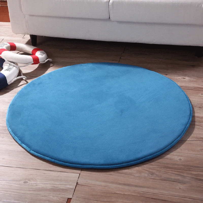 

Round coral velvet thickened solid color velvet floor mats computer chair swivel chair living room bedroom carpet floor mat