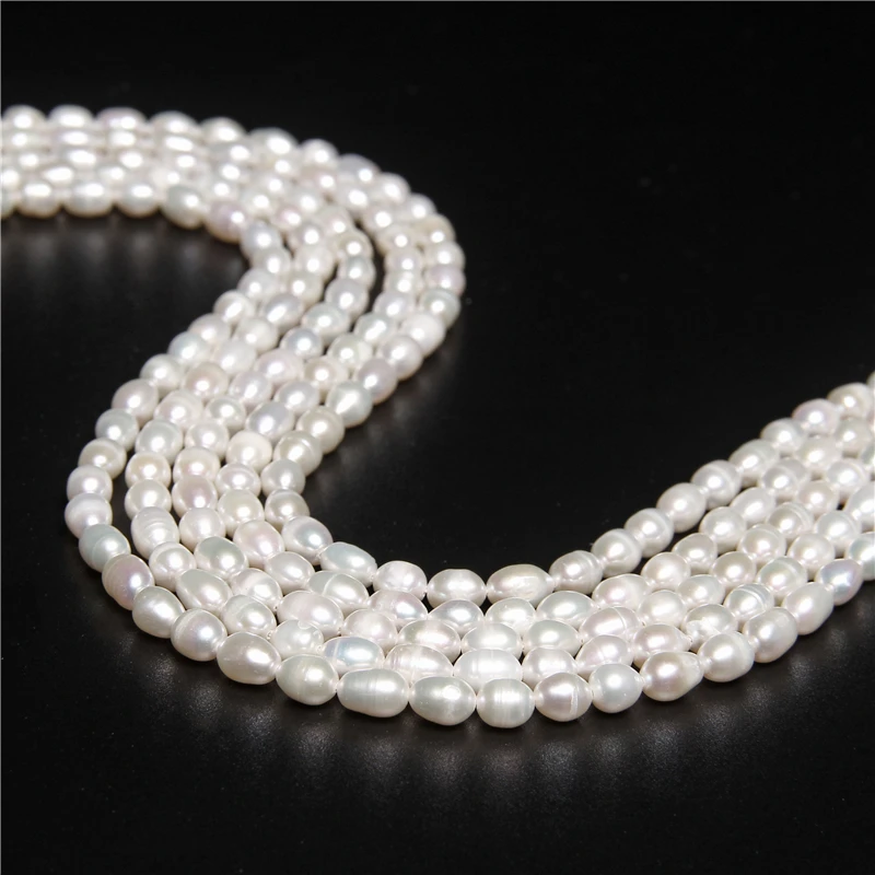 

Real 5.5mm Natural White Color Freshwater Pearl Irregular Potato Shape Beads For Women Jewelry Making DIY Bracelet Necklace 14''