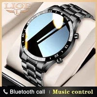 lige men bluetooth call smart watch full touch screen music control sports fitness ip67 waterproof new smartwatch and box gift