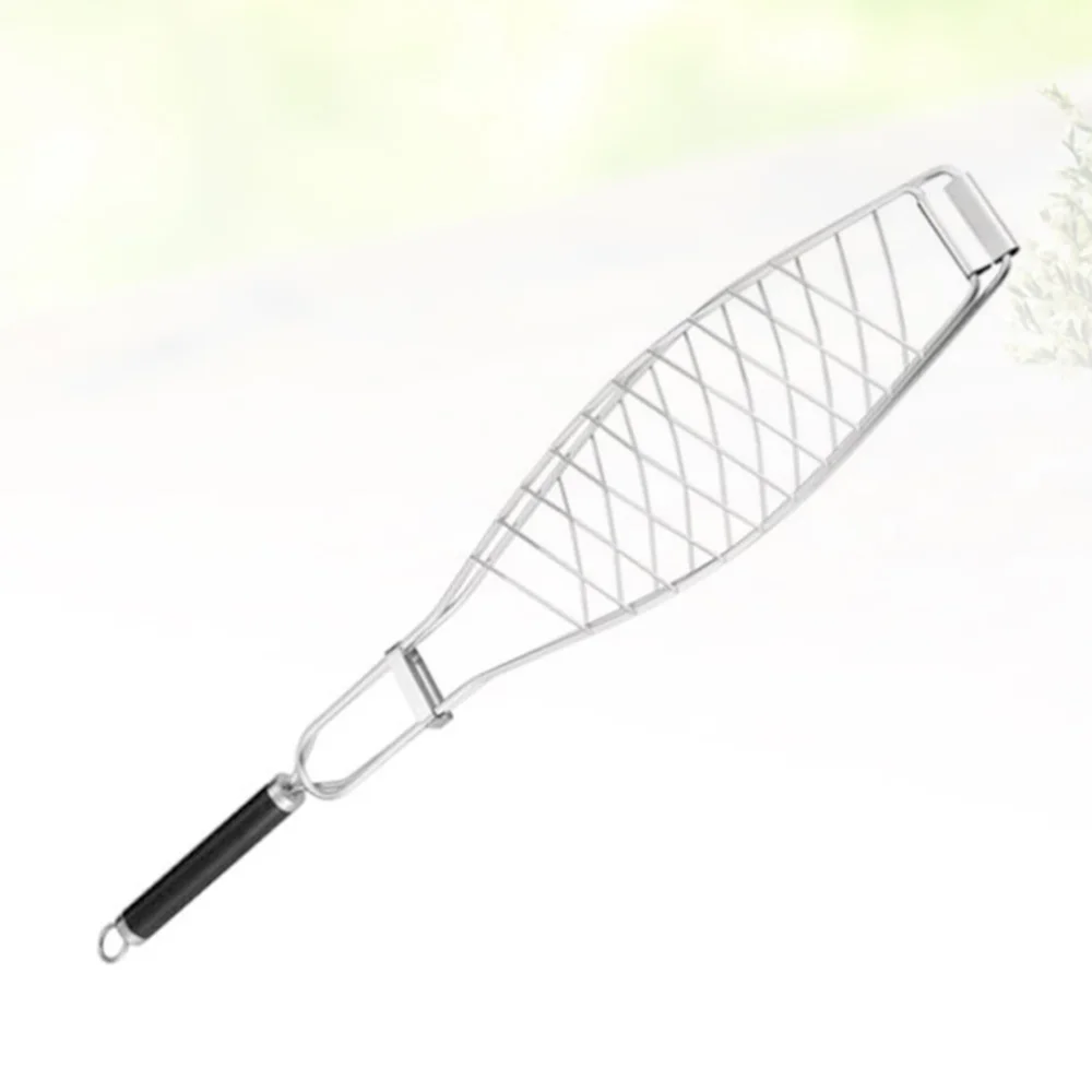 

1pc Stainless Steel Non-stick Mesh Handle Grilled Fish Barbecue Clip Net Outdoor Barbecue Tool (Silver)