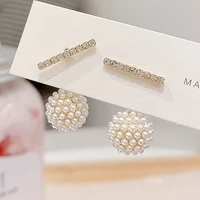 korean super shine exquisite imitation pearls earrings for women cubic zircon temperament charm stud earrings wedding jewelry
