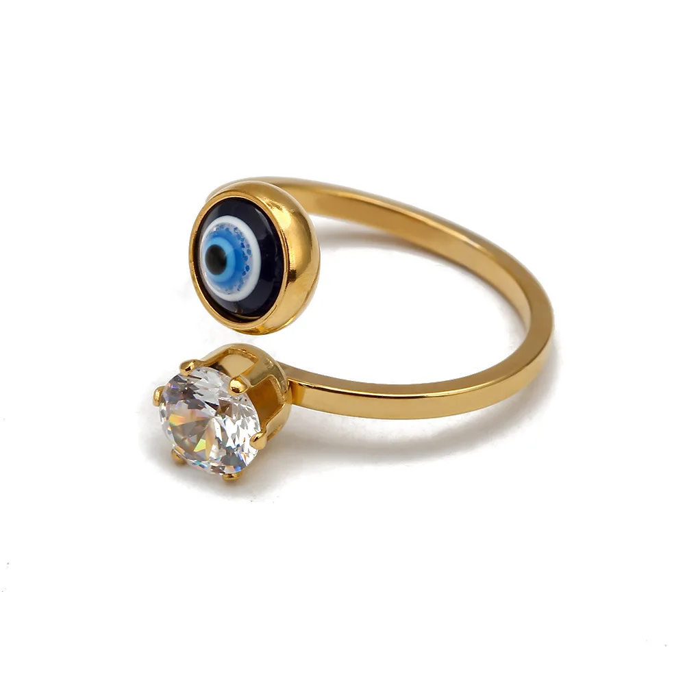 

Luxury Gold Plated Devil's Eye Opening Ring Women's Leisure Party Jewelry Accessories Cocktail Ring Personality Zircon Ring