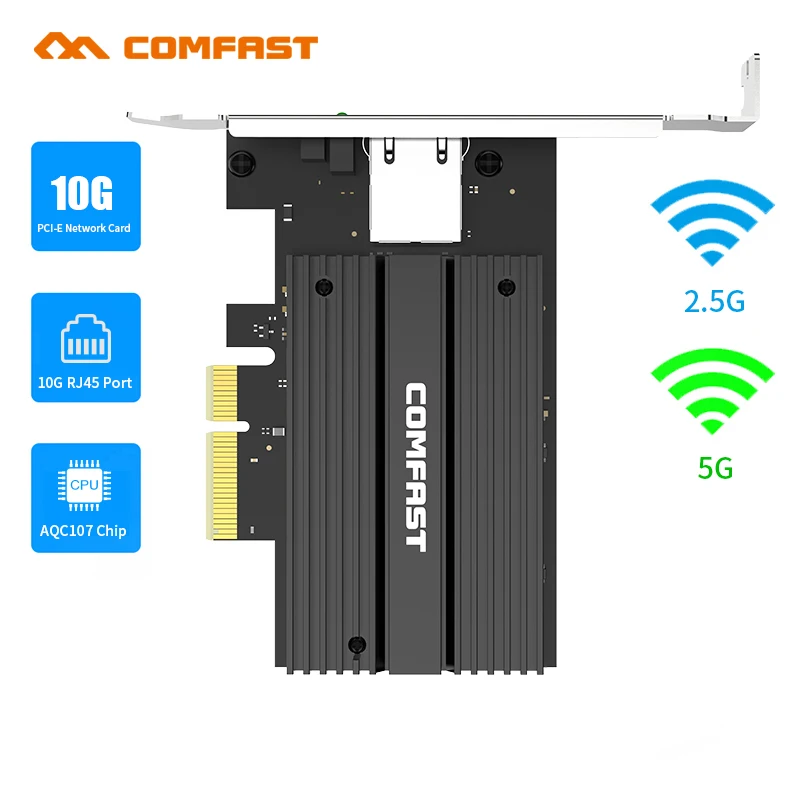 

2.5G/5G/10G PCIE-X4 Wifi Adapter 10Gb PCI-E Network Card 10000 Speed 10G RJ 45 Port for PC Express Server Device WIN7 8 10 Linux