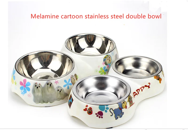 

Мультфильм Амин миска для собаки нержавеющая сталь раковина с двумя чашами типа «два-в-одном» Собачья Миска нескользящая кошачья миска пищ...