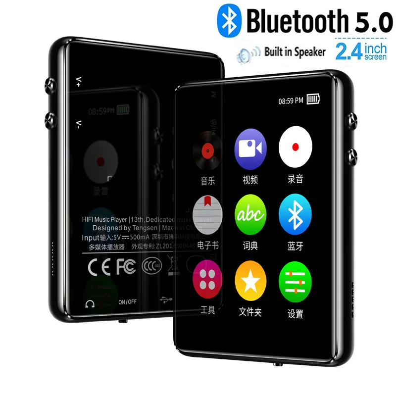 Bluetooth5.0 MP3 плеер 2 4 дюйма полный сенсорный экран Встроенный динамик высокое