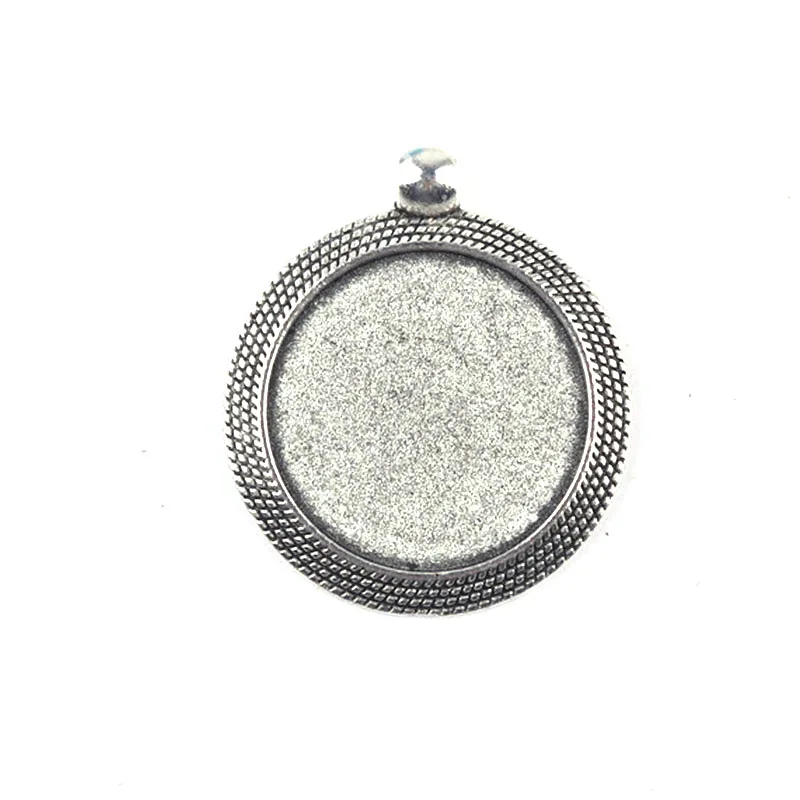 

Antique Silver Cabochon Setting Pendant Trays Blanks Bezel Inner 25mm Women Jewelry Findings Accessories Wholesale 10pcs/lot