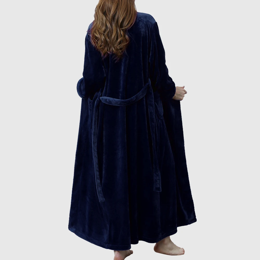 HEFLASHOR/осенний флисовый банный халат Свободные теплые зимние пояса одежда для сна