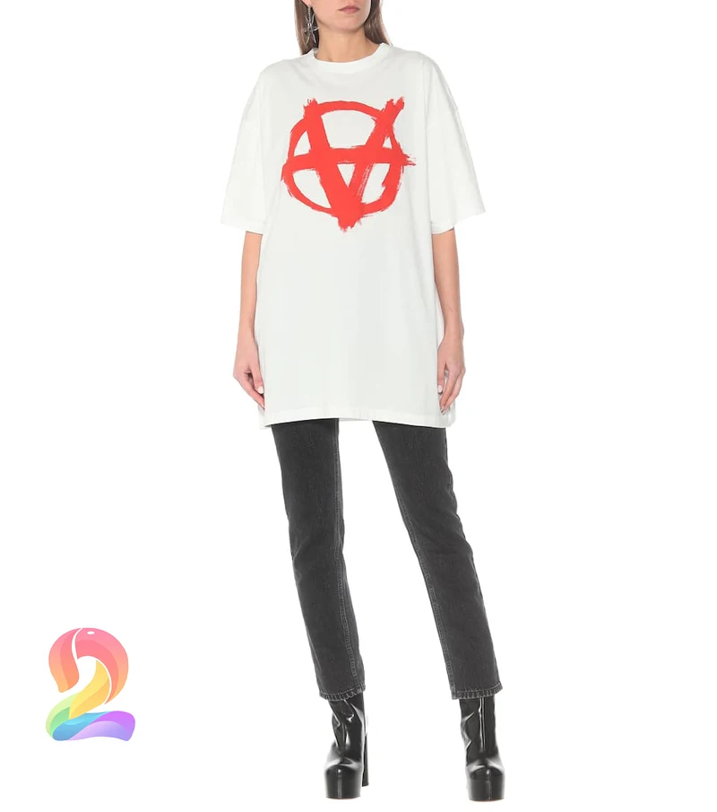 

Oversize VETEMENTS T-shirt Foaming Printing VETEMENTS T Shirt High Quality Orange Anarchy VTM Tops Gothic Text VTM Tee