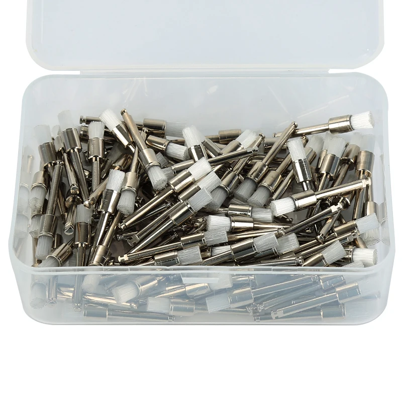 

100Pcs Dental Polishing Brush Professional Metal Material Latch Flat Bowl Teeth Polisher Prophylaxis Brushes With Storage Box