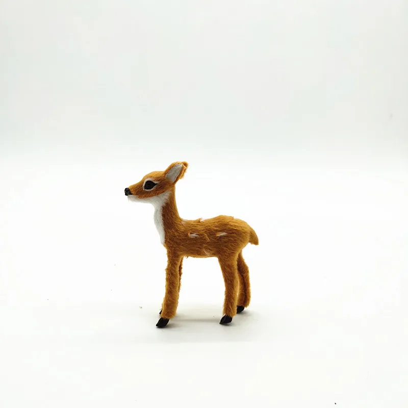 Мини-модель оленя из пластика и меха маленькая кукла sika deer украшение для дома