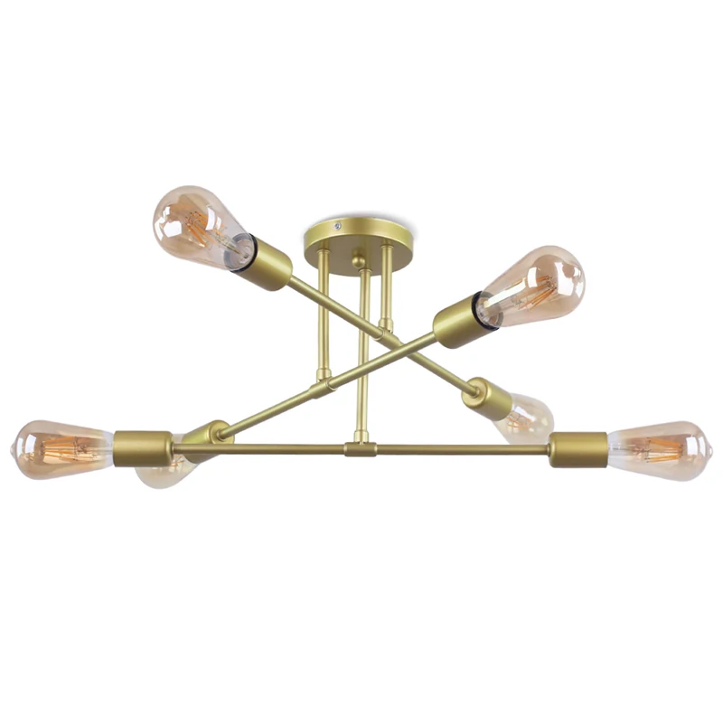Nordic Iron Lights Retro Industrial LED Ceiling Light Multiple Rod Wrought For Living Room Kitchen lustre | Освещение
