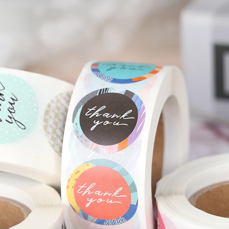 

500Pcs/Roll Sealing Label Stickers Thank you Adhesive Stickers Baking Stickers