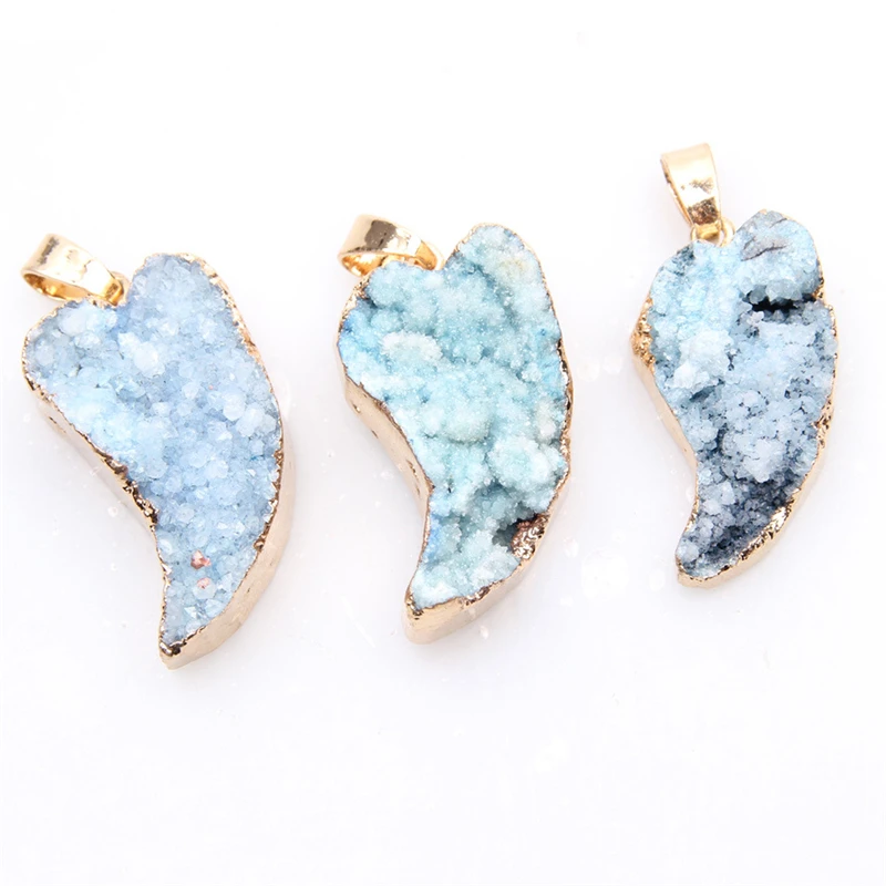 Натуральная синяя фиолетовая Друза подвески с минеральными кристаллами каплями