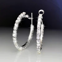 2021 fashion womens hoop earrings pendant retro silver color round ear stud crystal large drop earring for girl k pop fine gift