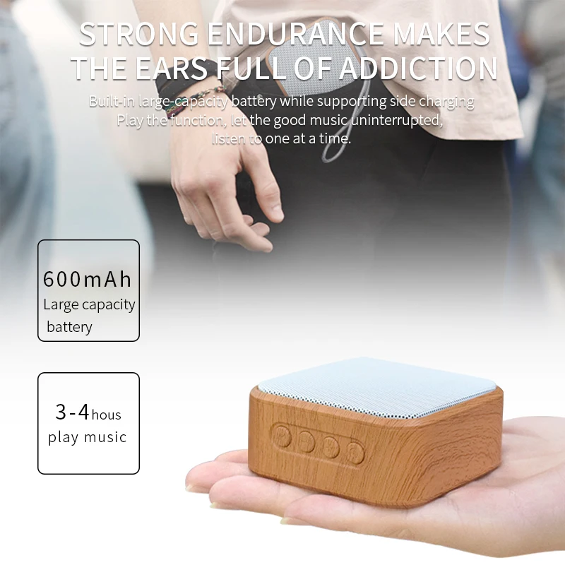Портативный беспроводной динамик с текстурой древесины винтажный мини bluetooth и