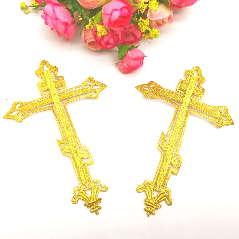 Аппликации с крестом Иисуса Христа золотая вышивка нашивки для косплея сделай