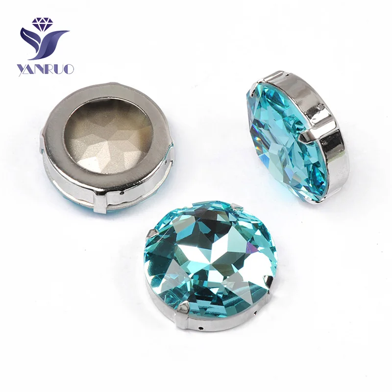 Aquamarine Yanruo 1201 круглая нашивная СТРАЗА стеклянные поделки камни и кристаллы Точка назад большие стразы для украшения - Цвет: Aquamarine