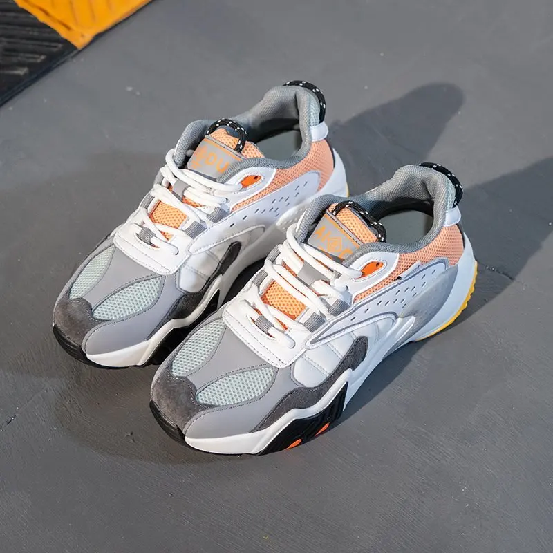 

2020 Autumn New Women Chunky Sneakers Breathable Comfortable Mesh Platform Sneakers Splicing Dad Shoes