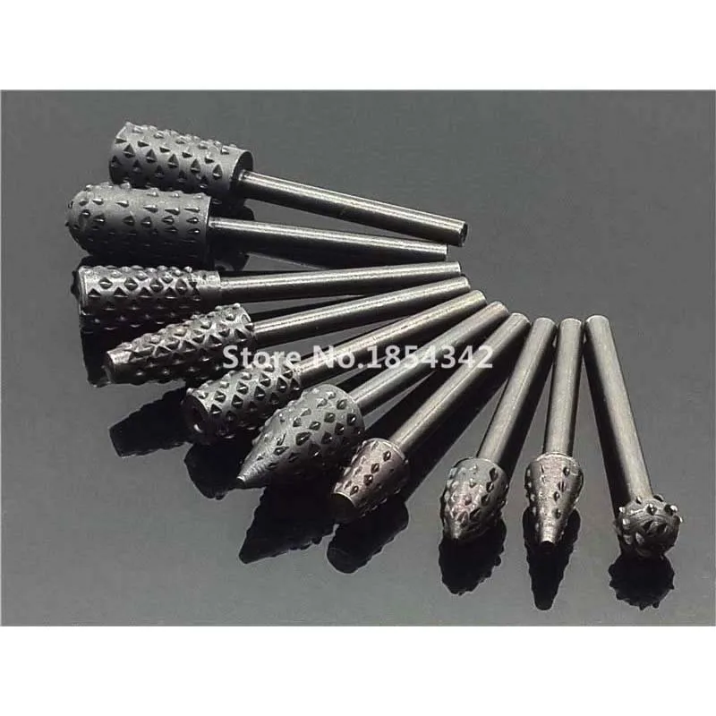 10 шт./комплект фрезы для сверления дерева|3mm shank|rotary filerotary set |
