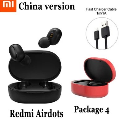 CN add set 4 Xiaomi Redmi AirDots TWS Bluetooth 5,0 беспроводные наушники для зарядки 8D Bass стерео наушники с микрофоном свободные Наушники управление AI - Цвет: CN add set 4