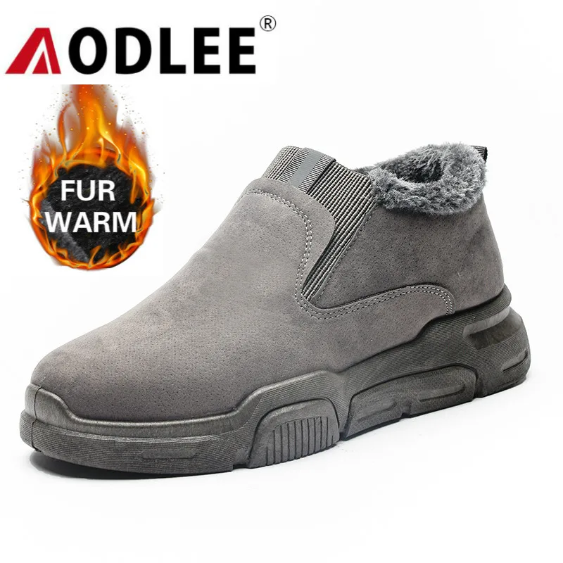 Мужские зимние ботинки повседневные Теплые Зимние ботильоны с Плюшевым Мехом