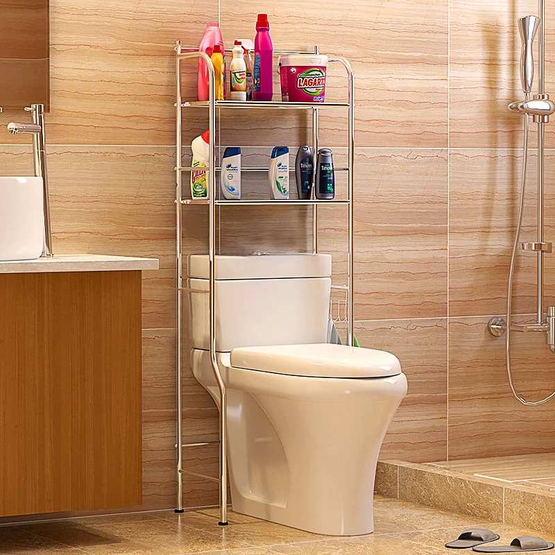 

Toilet rack stainless steel bathroom toilet toilet rack floor-to-ceiling washing machine storage rack