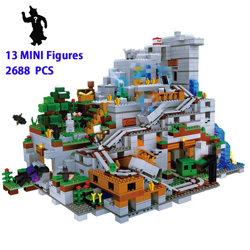 

With 13 MINI Figures Building Blocks Bricks The Mountain Cave My World Educational Toys 76010 Birthday Gifts Compatible 21137