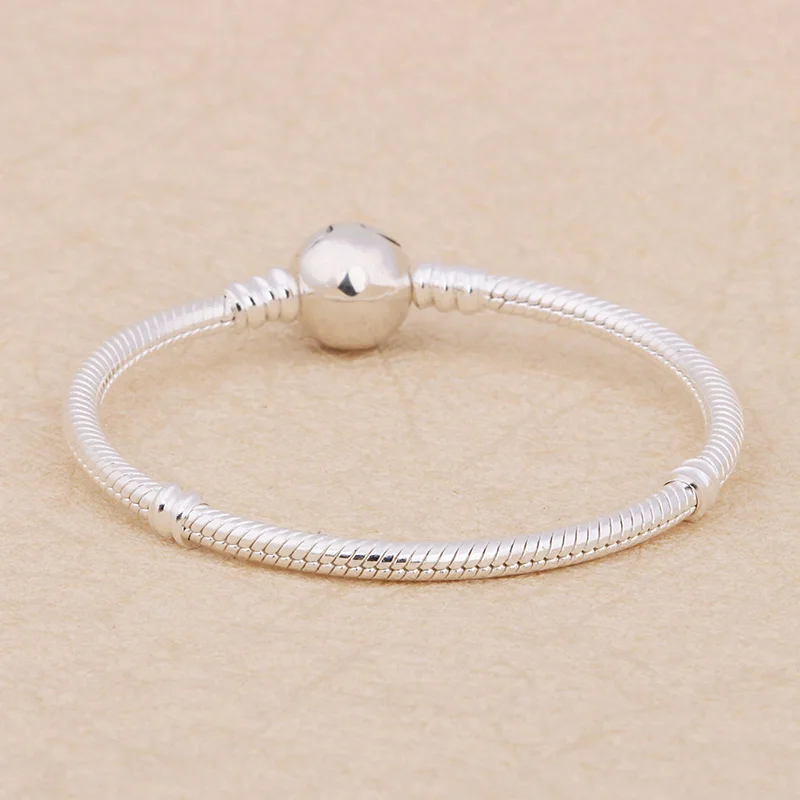 

100% 925 Sterling Silver Pan Bracelet Shiny Heart With Crystal Cz Bracelet Fit European Charm Bracelets Women Jewelry