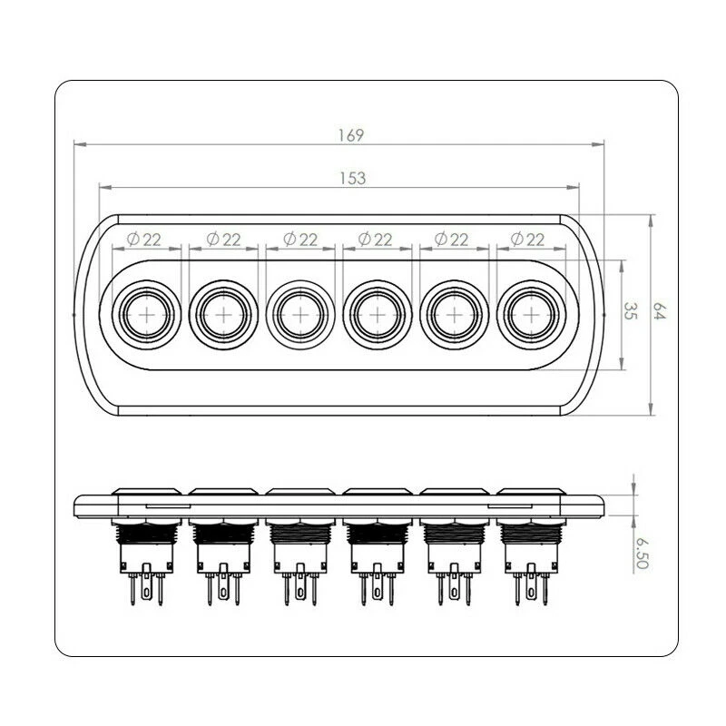 

12V20A Modified 6-Position Carbon Fiber Panel Switch Stainless Steel Button Switch with Red Light for RV Boat