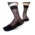 Носки мужские в полоску, нейлоновые пикантные, деловые, прозрачные, прозрачные, черные, для кожаной обуви