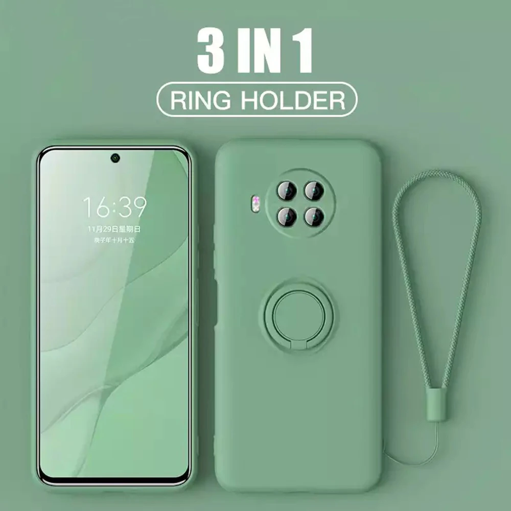 Жидкий силиконовый чехол LOVECOM с кольцом держателем для телефона Xiaomi POCO X3 NFC 10 T Pro 11