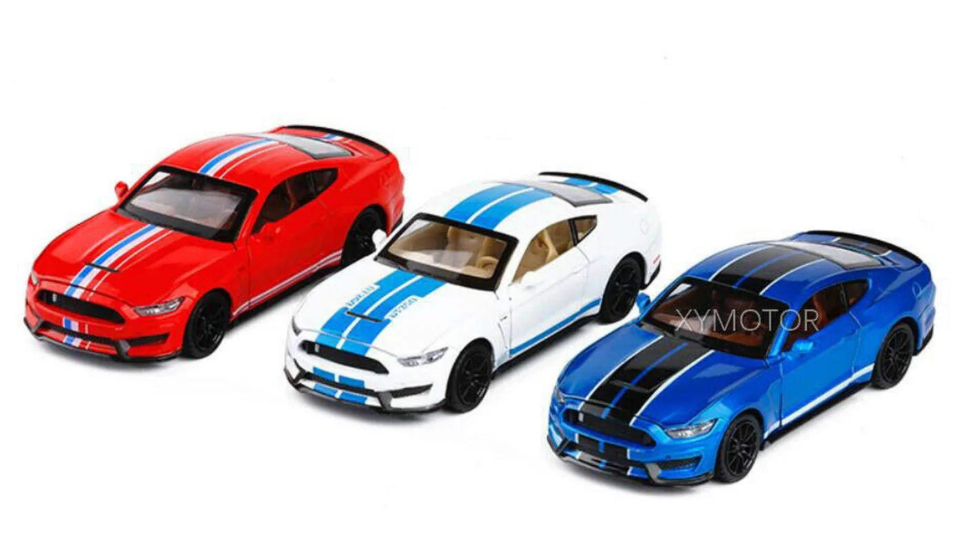 

CaiPo 1/32 For Ford Mustang Shelby GT350 Diecast Model Toys Car Boys Girls Kids Gifts Sound light pull back White/Red/Blue