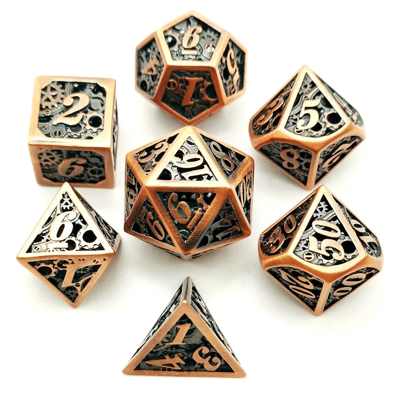Игральные кости DND набор 7 шт./компл. многогранные металлические игральные кубики