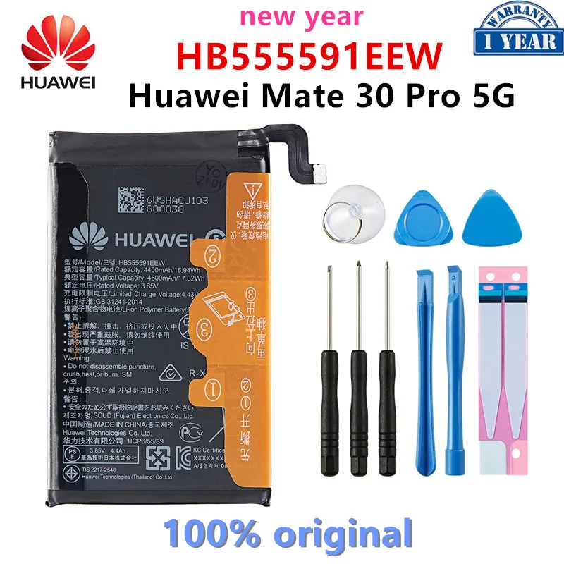 100% Оригинальный аккумулятор HUAWEI HB555591EEW 4500 мАч для Huawei Mate30 Pro 5G / Mate 30 pro 5G / Mate 30 Pro 5G батареи + Инструменты