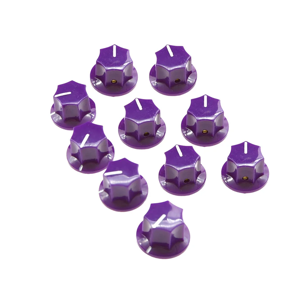 

10 x Purple Small Size MXR Style Skirted AMP Knob Effects Pedal Knobs Brass Insert