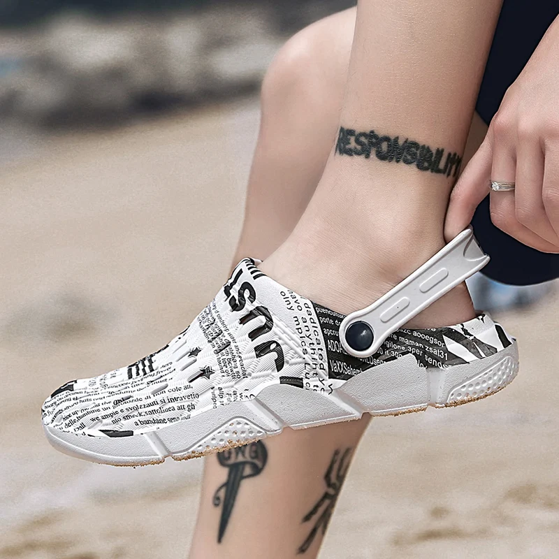 

Clogs Summer Beach Sandals Rubber Slippers Men Women Couple White Casual Slip-on Shoes Lightweight Breathable Size 36-47 New