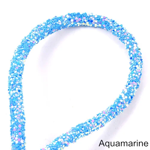 Aquamarine AB 1 ярд 6 мм смолы сверкающие стразы веревка красочная трубка шнур веревка стразы отделка для DIY вечерние украшения свадьбы B1277 - Цвет: Aquamarine AB
