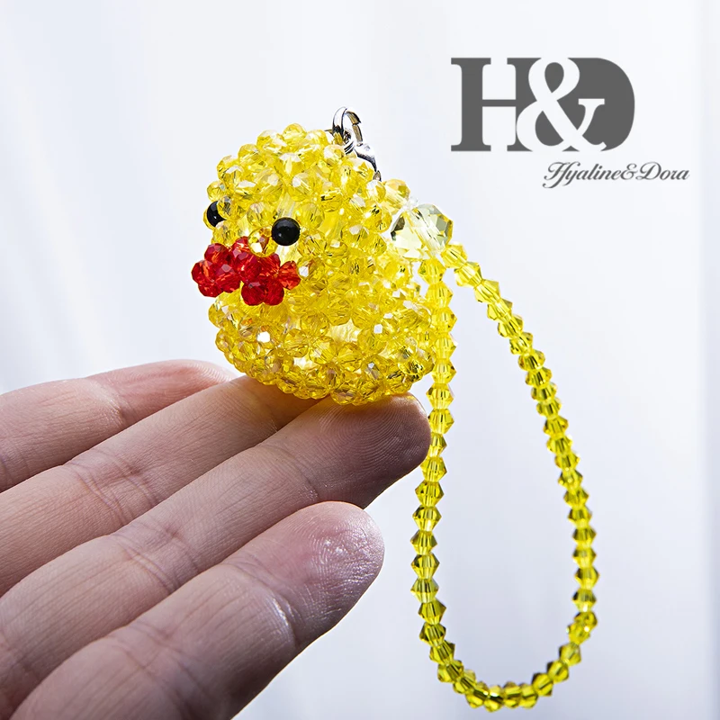 H&D, Висячие вязанные подвески для жениха и невесты, вязаные бусины Rondelle в форме сердца, украшение в виде утки, украшение сзади автомобиля, Хрустальная Призма, свадебный подарок