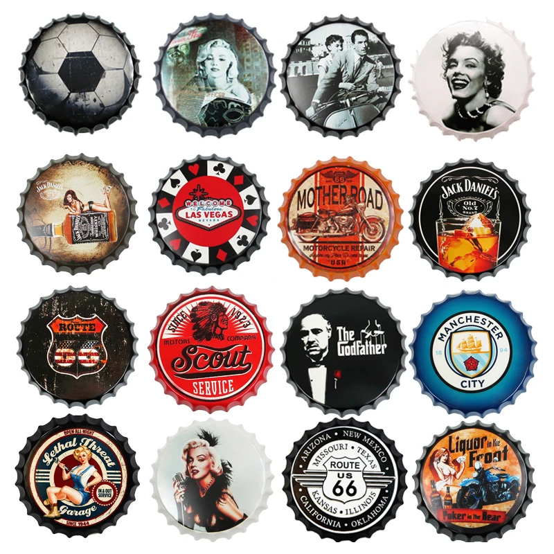 Звездный актер моторная живопись пивная бутылка крышка Жестяная Табличка