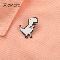 white pixel dinosaur enamel pin denim clothes button bag lapel pins decorative jewelry for kids accessories gifts