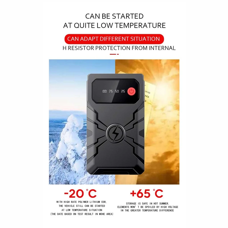 

Автомобильный дизельный стартер, аварийный стартер, источник питания 12 В, автомобильный Встроенный светодиодный фонарик, индикатор, зарядн...