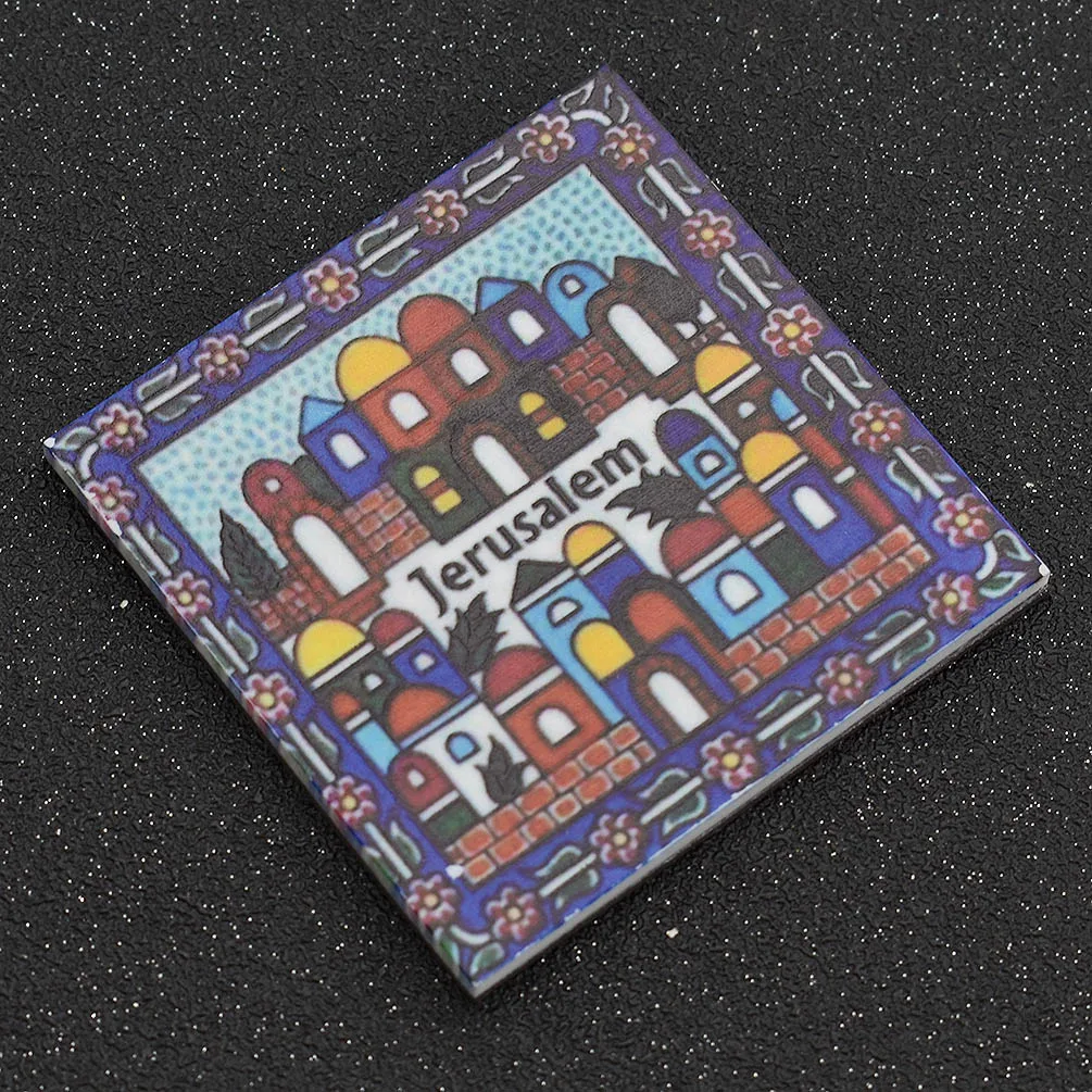 Lychee Jerusalem Pattern Fridge Magnets Square Creative Refrigerator Magnetic Sticker Home Decoration Travel Souvenirs
